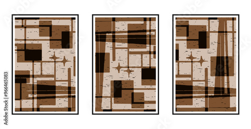 Set of 3 Abstract pattern. Illustration for printing on wall decorations. For use in graphics.