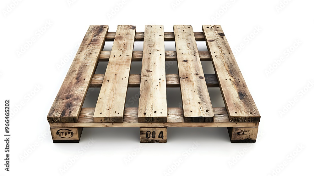 A wooden pallet isolated on a pure white background. A wooden pallet isolated on a pure white background.
