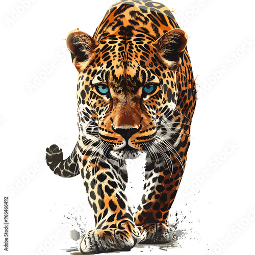 Leopard. Hand drawn vector illustration. Isolated on white background.