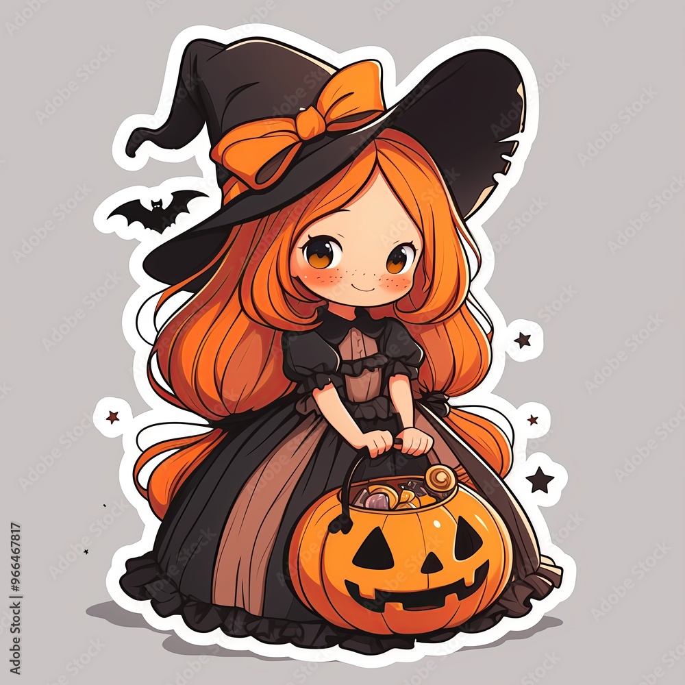 Fototapeta premium a die-cut sticker halloween personage Feels pleasant , generated AI