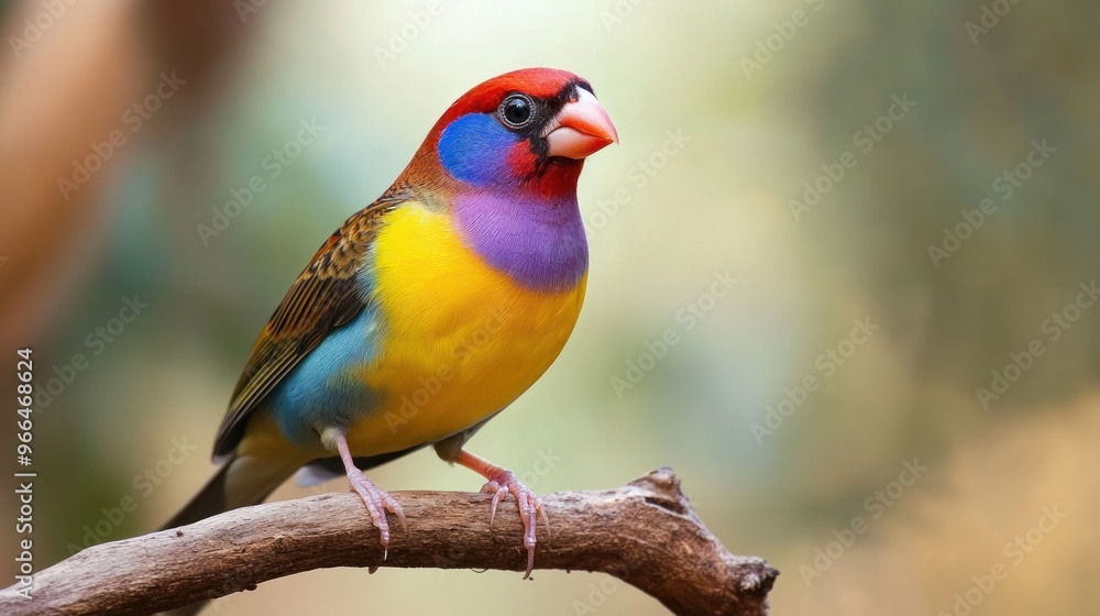 Obraz premium Colorful Gouldian Finch on a Branch