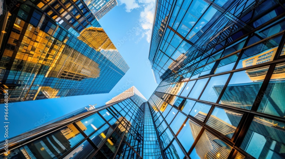 Naklejka premium Skyward View of Modern Skyscrapers