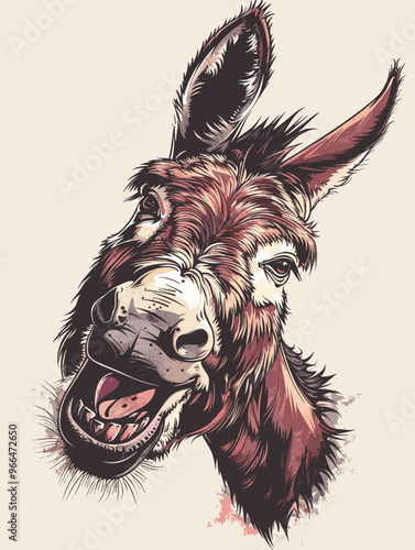 Vector illustration of funny donkey head, sketch for tattoo or t-shirt design