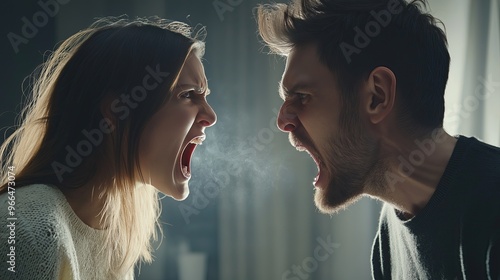 Man and woman shouting shouting at each other.