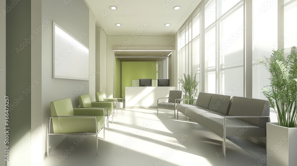 Fototapeta premium Modern Office Waiting Area with Natural Light