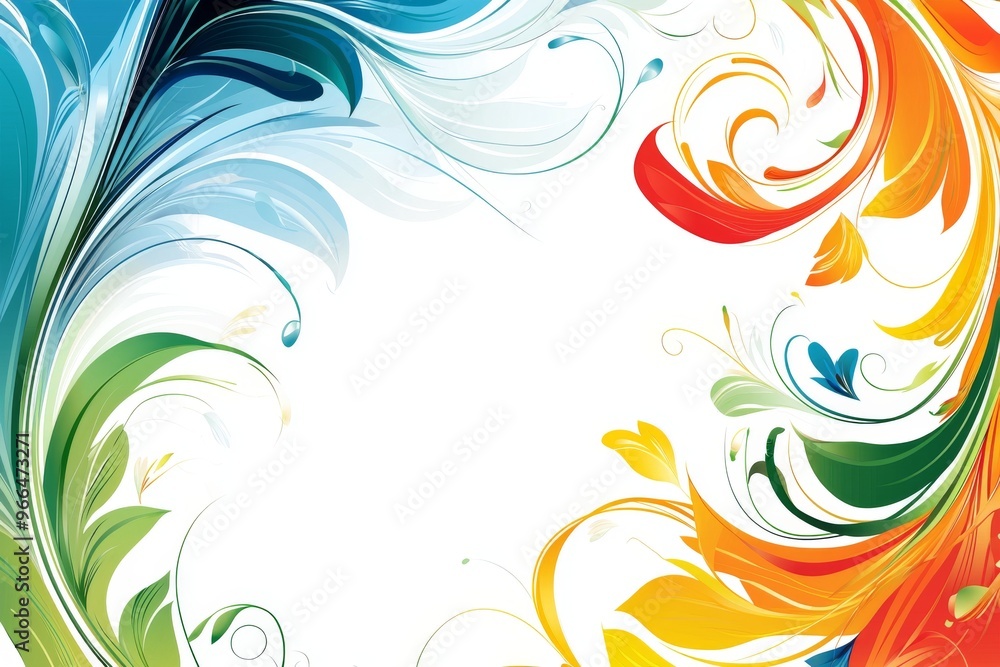 Abstract colorful swirls and leaves background in bright vibrant hues Abstract colorful swirls and leaves background in bright vibrant hues
