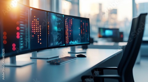 Wallpaper Mural Data scientist workspace, augmented reality monitors, holographic data points, sleek office Torontodigital.ca