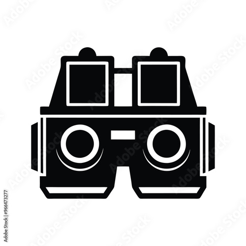 Stereoscope silhouette black vector art , Photographer silhouette vector art illustration.