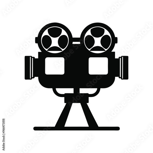 Stereoscope silhouette black vector art , Photographer silhouette vector art illustration.