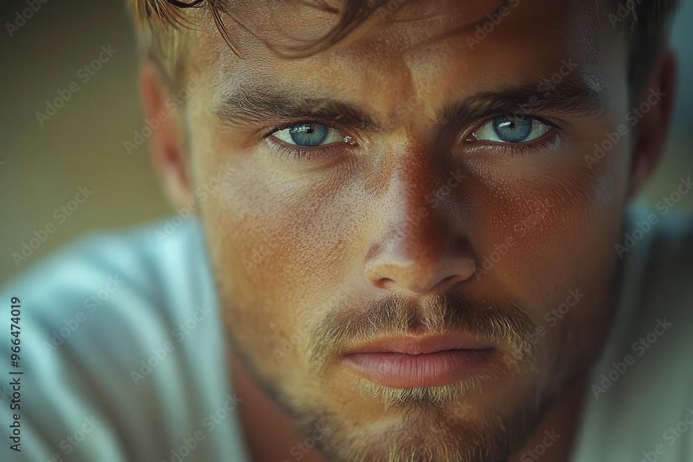 intense closeup of a young man during an interview his determined expression and focused gaze conveying seriousness and resolve intense closeup of a young man during an interview his determined expression and focused gaze conveying seriousness and resolve