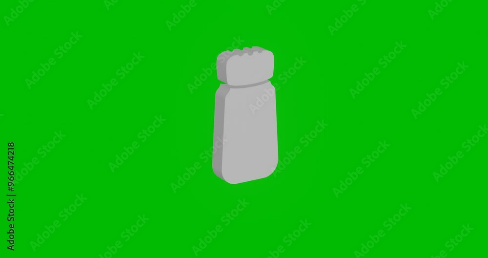 Animation of rotation of a white pepper shaker symbol with shadow. Simple and complex rotation. Seamless looped 4k animation on green chroma key background Animation of rotation of a white pepper shaker symbol with shadow. Simple and complex rotation. Seamless looped 4k animation on green chroma key background