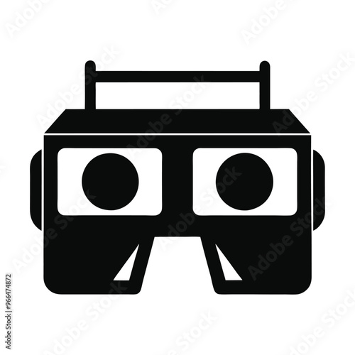 Stereoscope silhouette black vector art , Photographer silhouette vector art illustration.