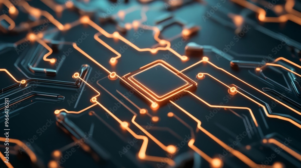 Fototapeta premium Machine learning algorithm, glowing decision trees, dynamic tech environment, abstract background