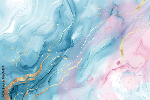 Wallpaper Mural A painting of a pink and blue swirl with gold accents,, generative ai image, Torontodigital.ca
