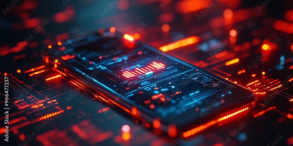 Mobile phone displaying glowing digital wallet with futuristic currency icons financial transactions and ecommerce technology Sleek online banking concept Mobile phone displaying glowing digital wallet with futuristic currency icons financial transactions and ecommerce technology Sleek online banking concept