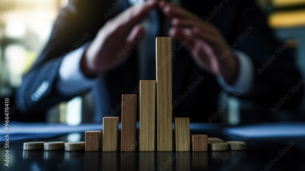 © Yzid ART - A man is holding up wooden blocks that are stacked on top of each other © Yzid ART - A man is holding up wooden blocks that are stacked on top of each other