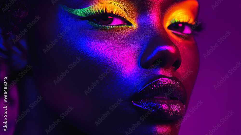 portrait of a woman with neon makeup portrait of a woman with neon makeup
