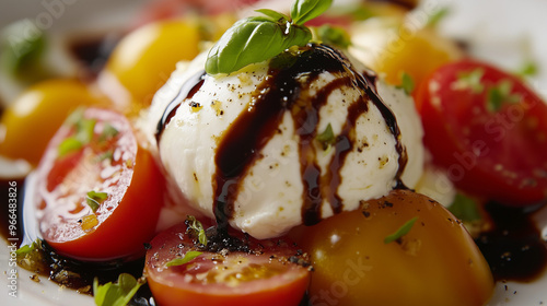 tomato and burrata cheese with balsamic vinegar