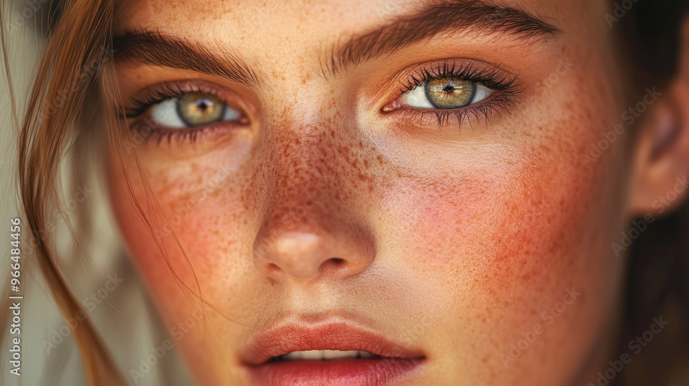 Fototapeta premium Rosacea makes your face red and irritated, particularly your cheeks and nose.