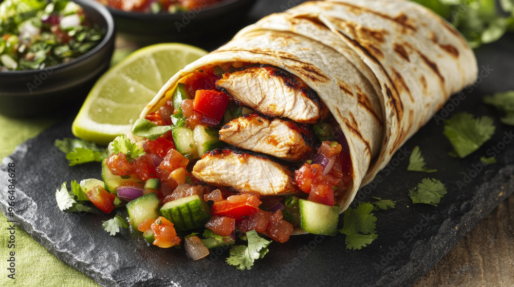 Enjoy grilled chicken with crunchy vegetables and soft tortillas. Add some spicy salsa for an extra kick! Enjoy grilled chicken with crunchy vegetables and soft tortillas. Add some spicy salsa for an extra kick!