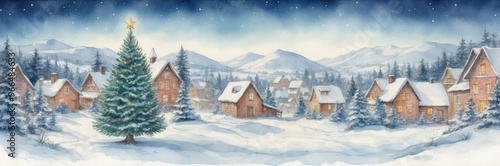 Snowy Christmas Village - Peaceful Winter Wonderland Scene