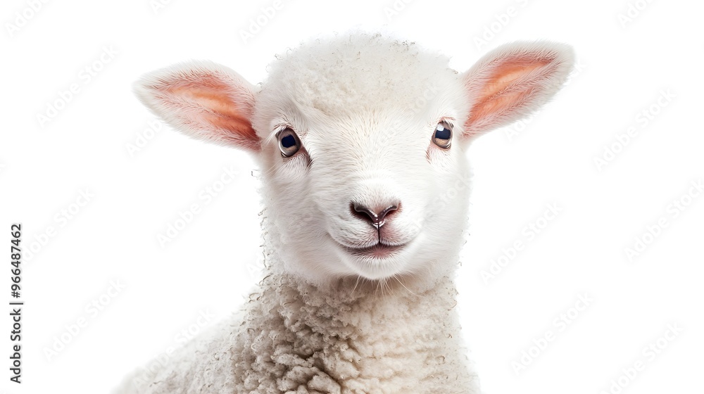 Baby lamb portrayed in a sweet pose, isolated on white background Baby lamb portrayed in a sweet pose, isolated on white background