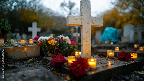 cross in the cemetery on All Saints Day