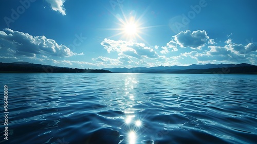 Peaceful Lakeside Scene with Clear Water and Sparkling Sunlight