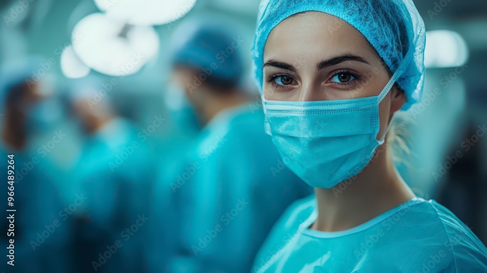 Surgeon in scrubs preparing for surgery in a hospital operating room Surgeon in scrubs preparing for surgery in a hospital operating room