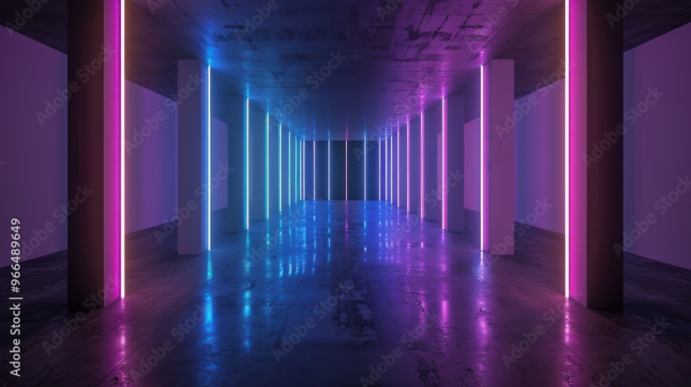 Neon Lights in a Long Corridor Neon Lights in a Long Corridor