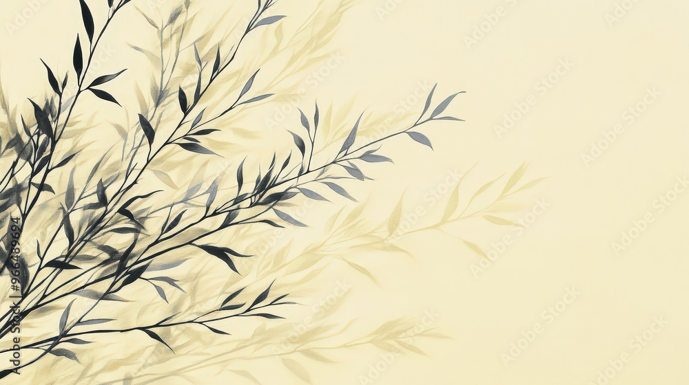 Naklejka premium Elegant botanical design on soft pale yellow background.