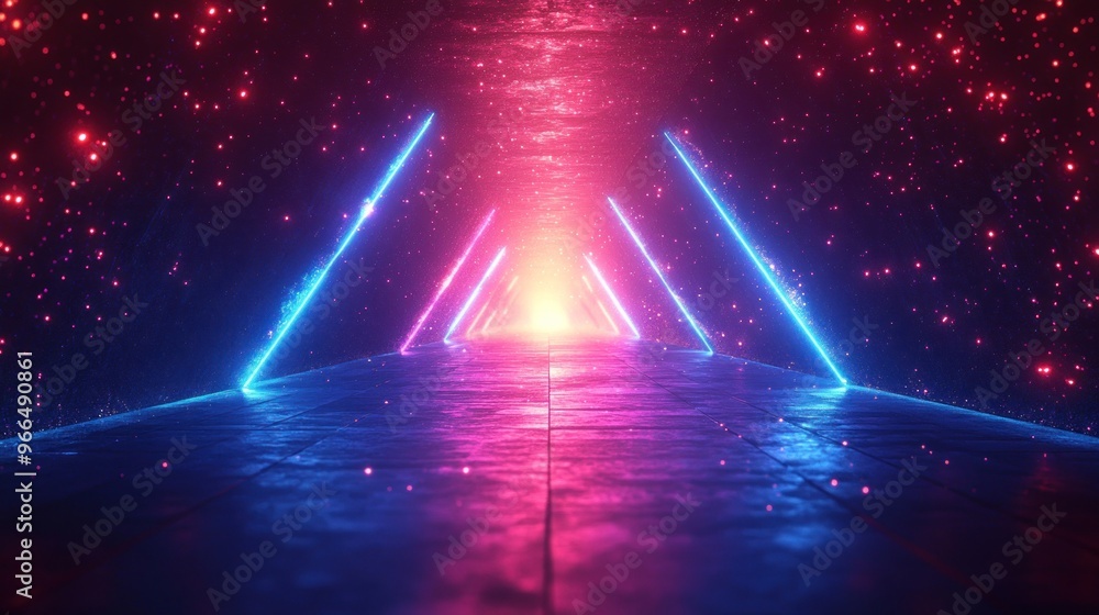Neon Lights Illuminate a Futuristic Pathway Neon Lights Illuminate a Futuristic Pathway