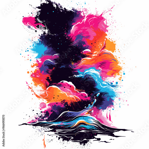 Abstract watercolor background with splashes and waves. Vector illustration.