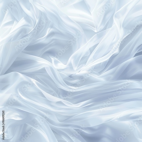 Abstract Fluid Shapes in White Soft Focus Image with Ethereal Geometric Curves and Gentle Flow