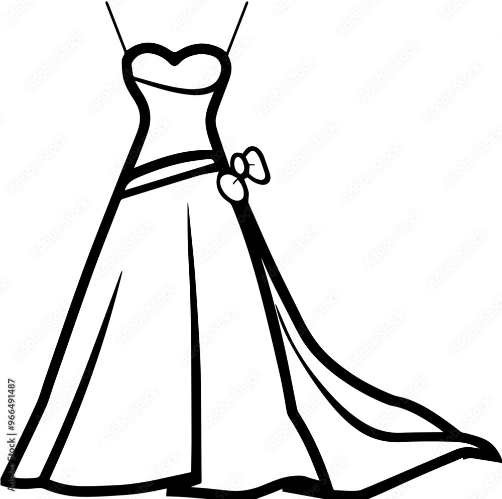Dress illustration, wedding dress, fashion design, simple silhouette Dress illustration, wedding dress, fashion design, simple silhouette