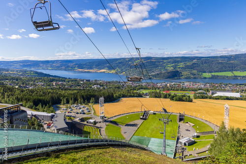 Aerial view of the village of Lillehammer, Norway