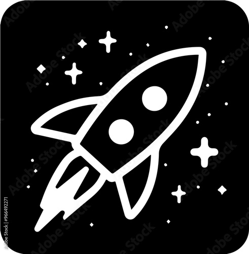 Rocket icon: symbol of space exploration and technological advancement