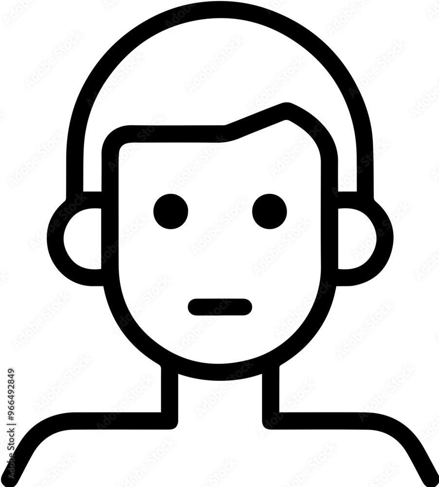 Neutral face icon, simple black and white illustration Neutral face icon, simple black and white illustration