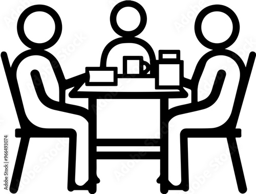 Meeting and discussion icon, business collaboration illustration design