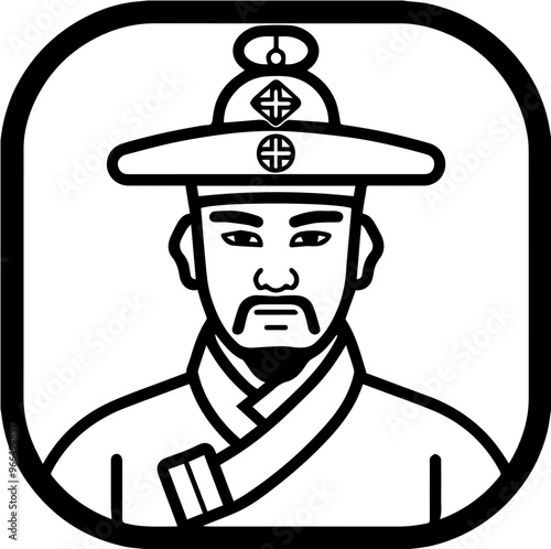 Icon of a person dressed as a Joseon Dynasty official, graphic depicting traditional clothing