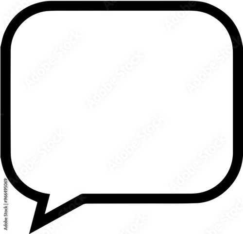 Speech bubble icon, simplified black and white design for text and conversation.