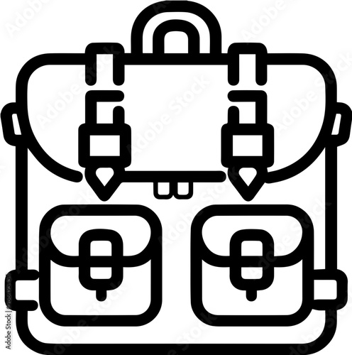 Travel bag icon, essential items for travel and exploration