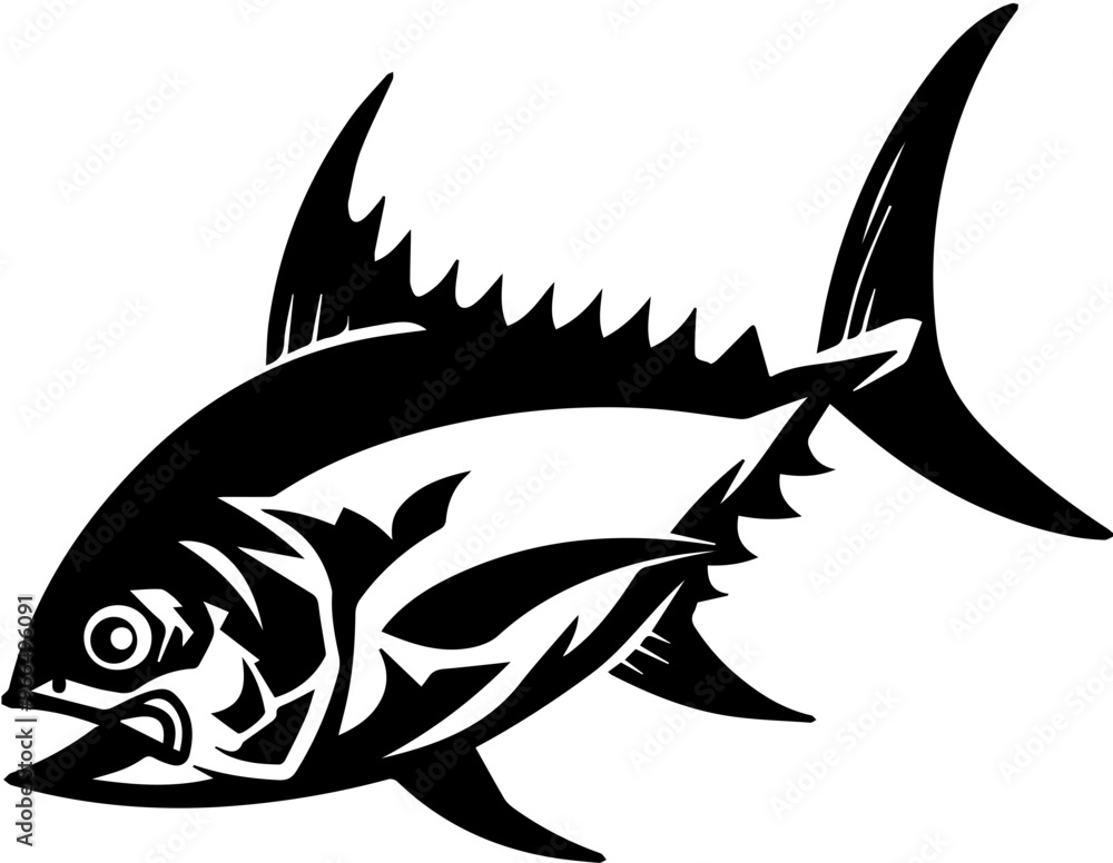 Fototapeta premium Fish icon, simple and intense graphics of marine life