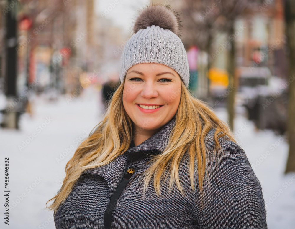 Portrait of Beautiful Happy Woman Outdoors in City During Winter Portrait of Beautiful Happy Woman Outdoors in City During Winter