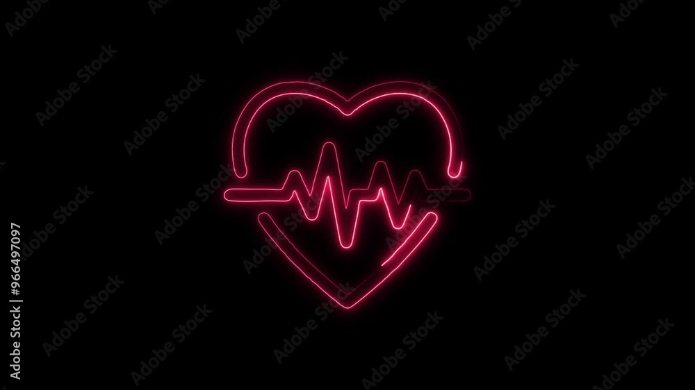 Glowing neon line Heart Beat icon isolated on black background. HD Video motion graphic animation Glowing neon line Heart Beat icon isolated on black background. HD Video motion graphic animation