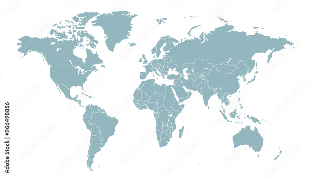 World map. Grey modern vector map. Silhouette map. World map. Grey modern vector map. Silhouette map.