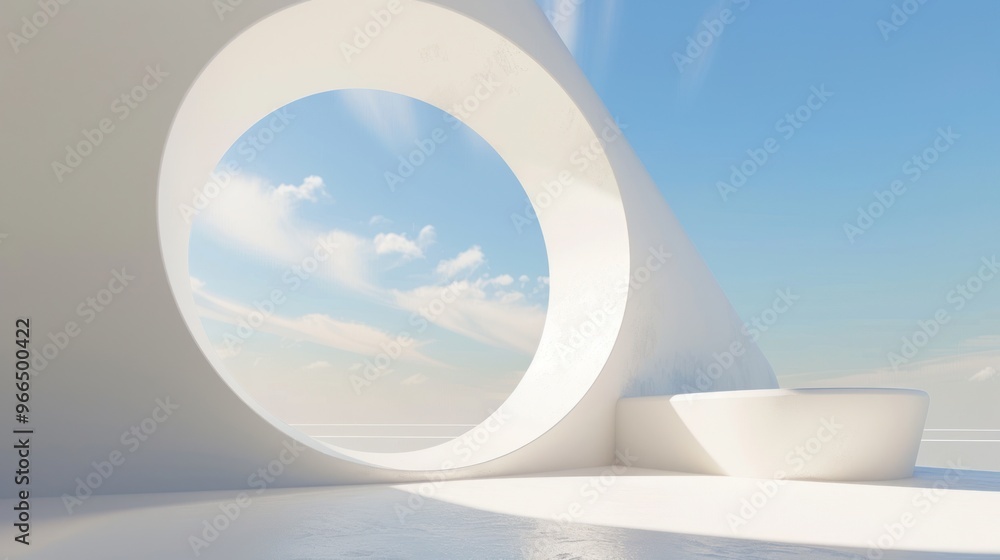 Minimalist Architecture with Circular Window Minimalist Architecture with Circular Window