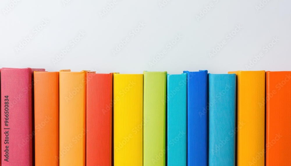 Colorful Book Spines Arranged in a Rainbow Pattern Colorful Book Spines Arranged in a Rainbow Pattern