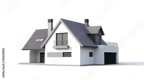 Wallpaper Mural Modern Two-Story House with White Walls and Gray Roof Torontodigital.ca