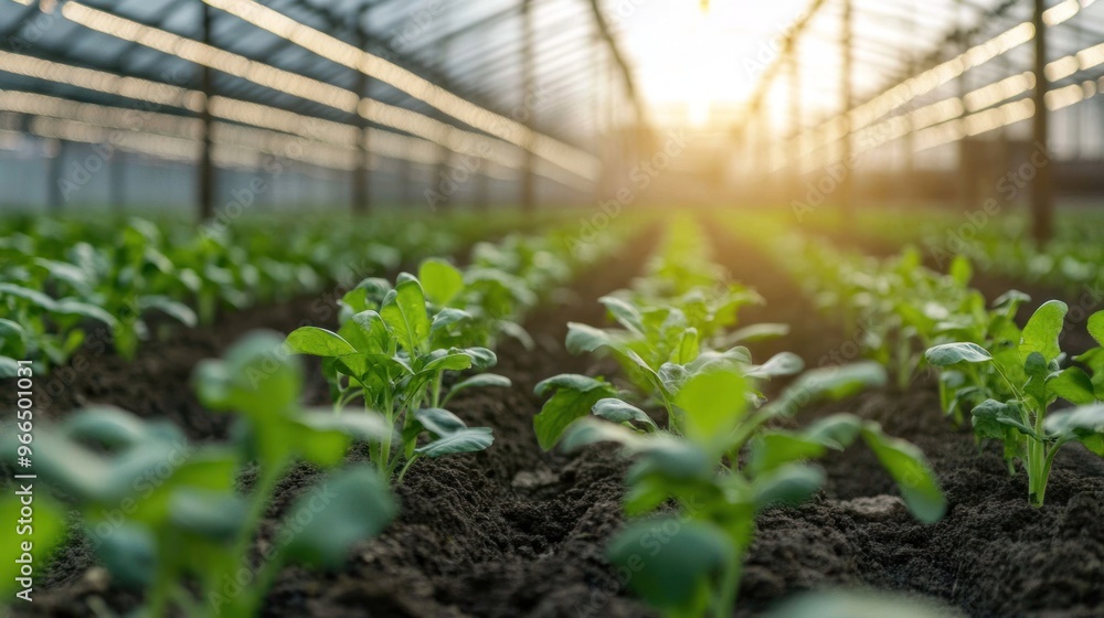 Green Seedlings Growing in Greenhouse Green Seedlings Growing in Greenhouse